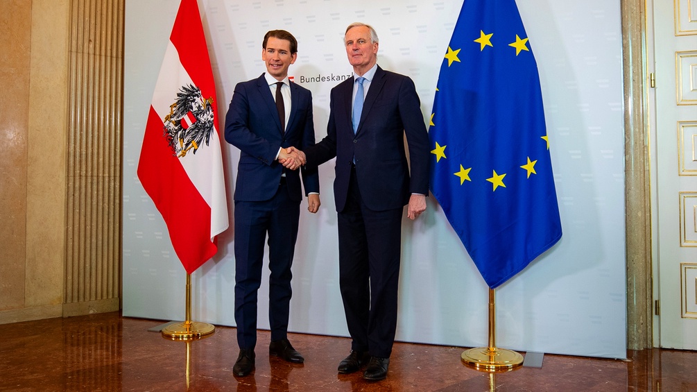 EU-Brexit-Chefverhandler Michel Barnier und Bundeskanzler Sebastian Kurz