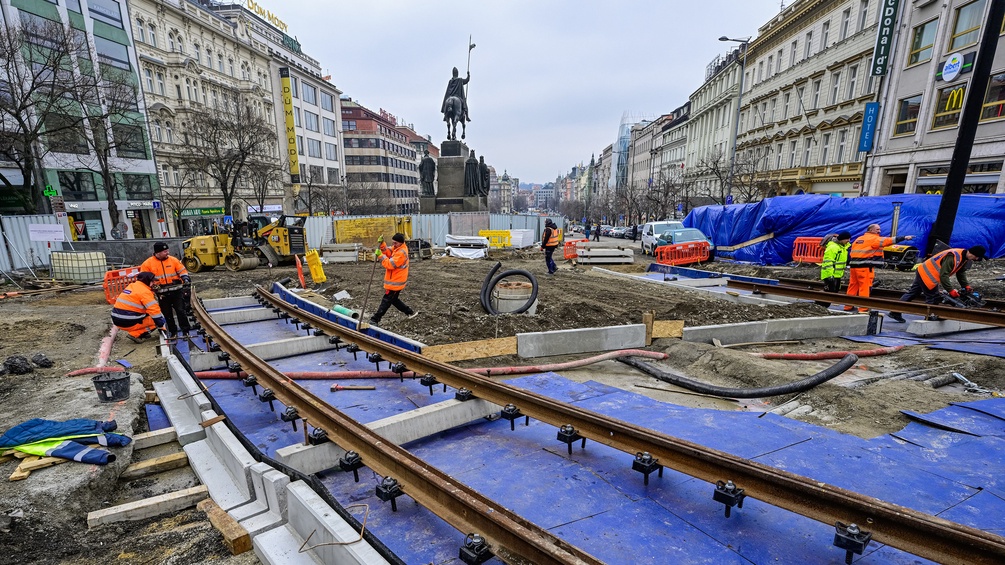 Straßenbahnbau in Prag