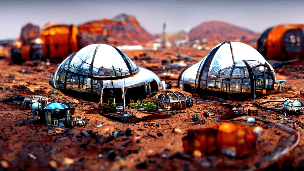 Kolonie auf dem Mars, konzeptuelle Illustration