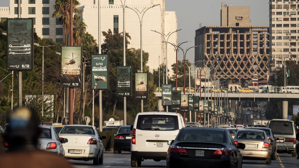 Straßenverkehr in Damaskus, Syrien