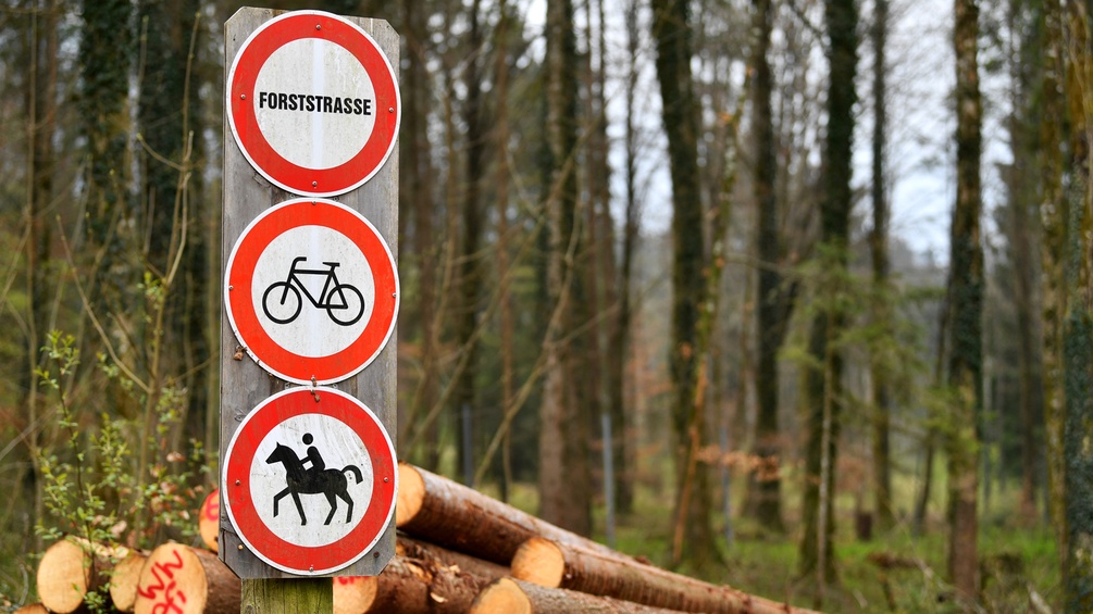 Radfahren auf der Forsstrasse verboten.