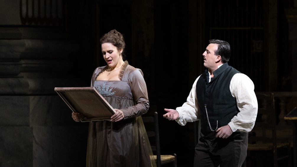 ise Davidsen als Tosca und Freddie De Tommaso als Cavaradossi in Puccinis "Tosca" 