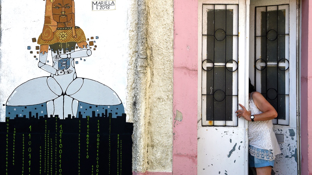 "Las Meninas" auf eine Hausmauer gemalt