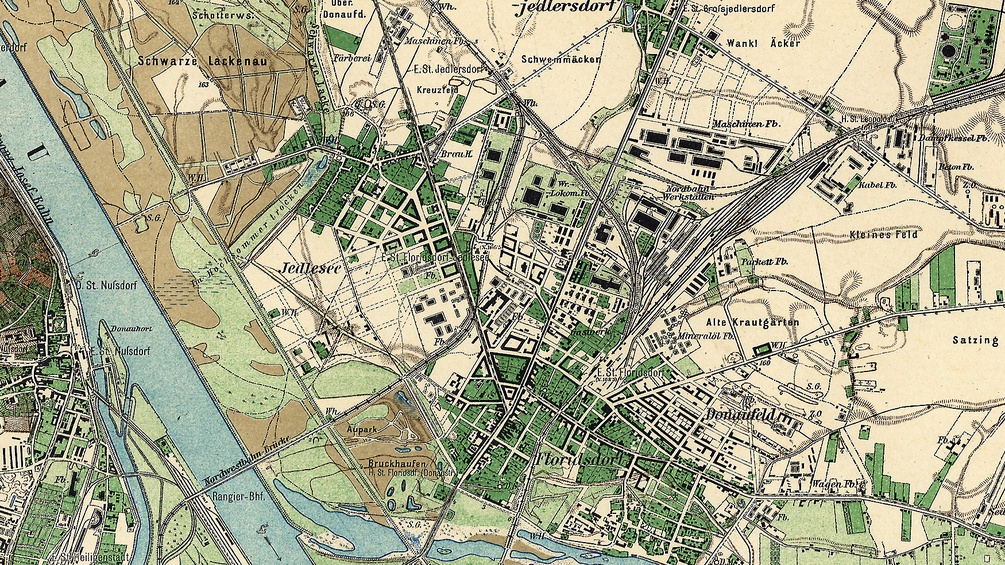 Eine Karte von Floridsdorf um 1920