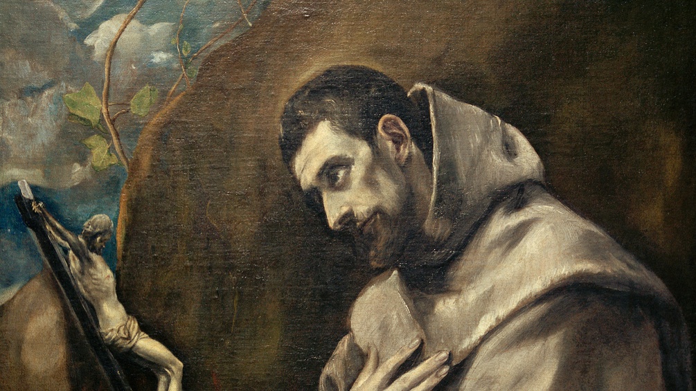 Franz von Assisi: “Heiliger Franziskus im Gebet” Ausschnitt des Ölgemäldes von El Greco
