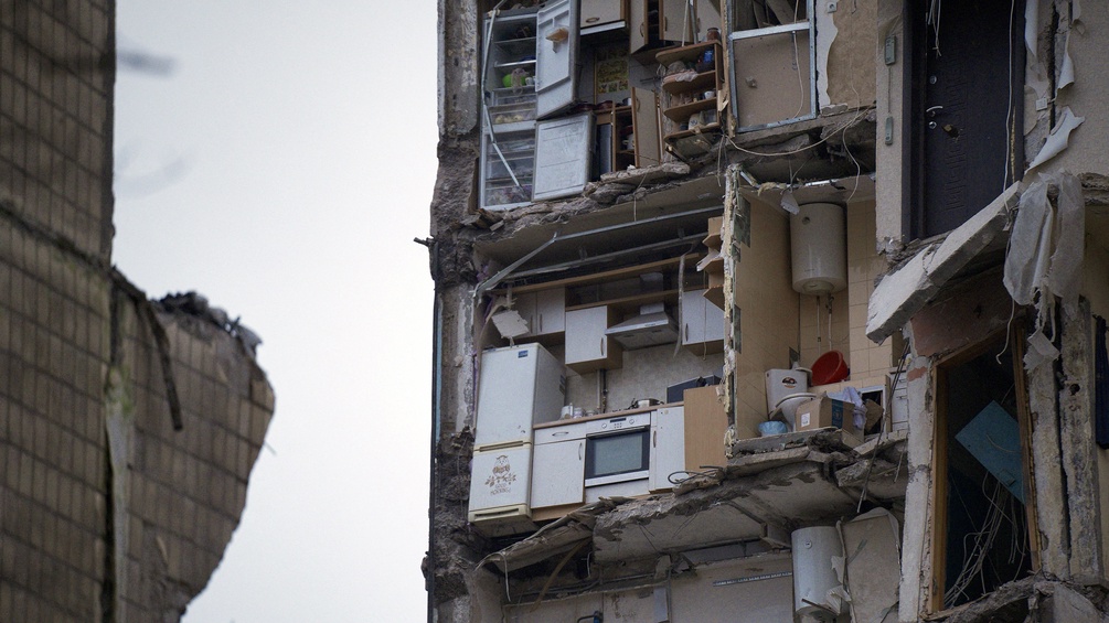 Zerstörte Wohnungen in der Ukraine.