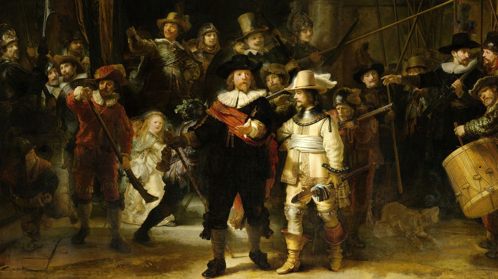 Rembrandts "Nachtwache" (Ausschnitt des Gemäldes)