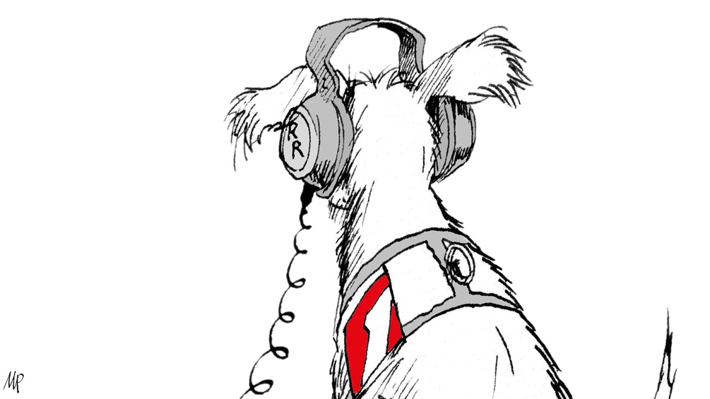 Gezeichneter Hund mit Kopfhörer
