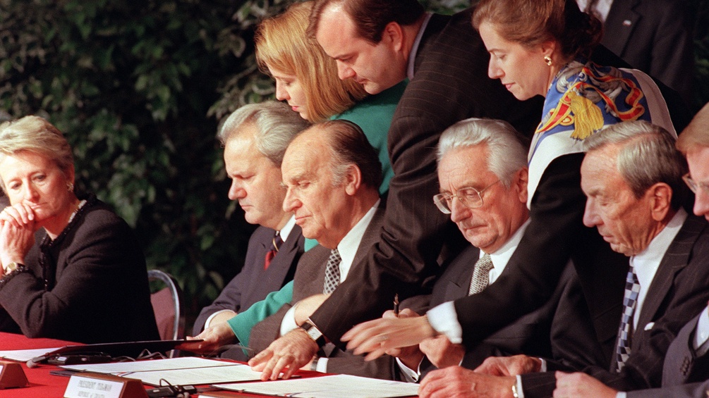 unterschreiben des Friedensvertrags von Dayton