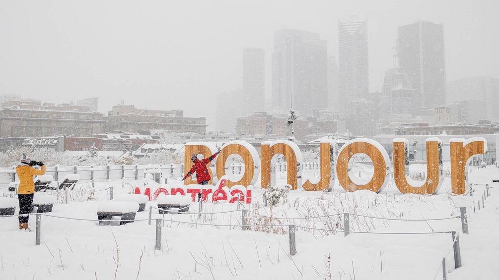 Skyline von Montreal im Schnee