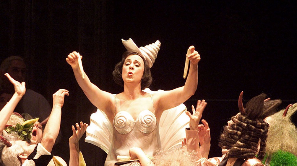 Heidi Grant Murphy in Gestalt der Nymphe während der gestrigen Photoprobe zur Oper "Les Boreades".