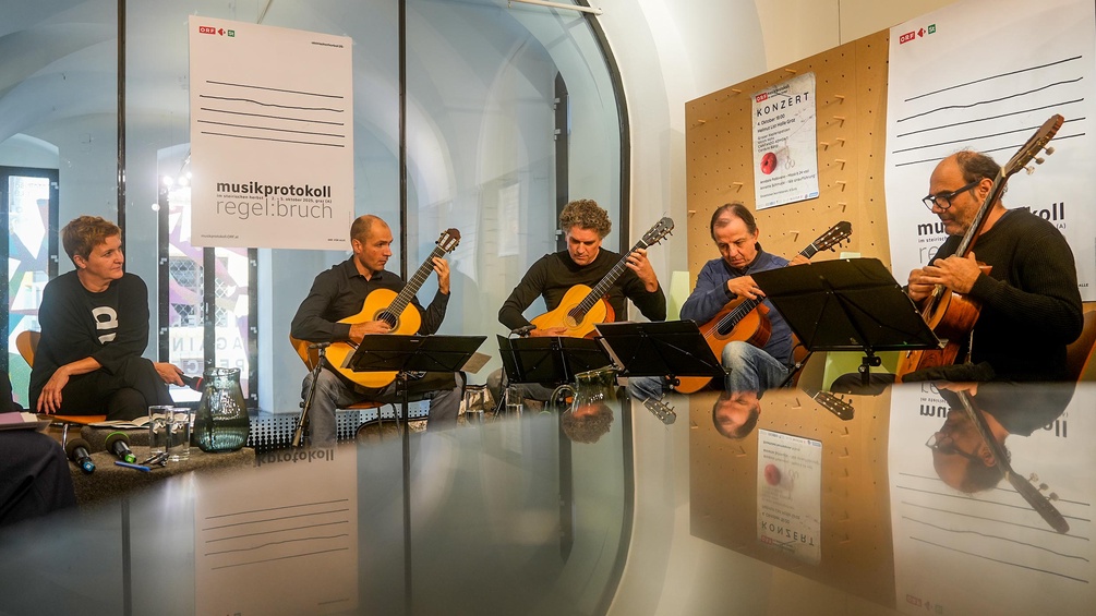 ORF/JOSEPH SCHIMMER Aleph Gitarrenquartett beim Ö1 Klassik-Treffpunkt