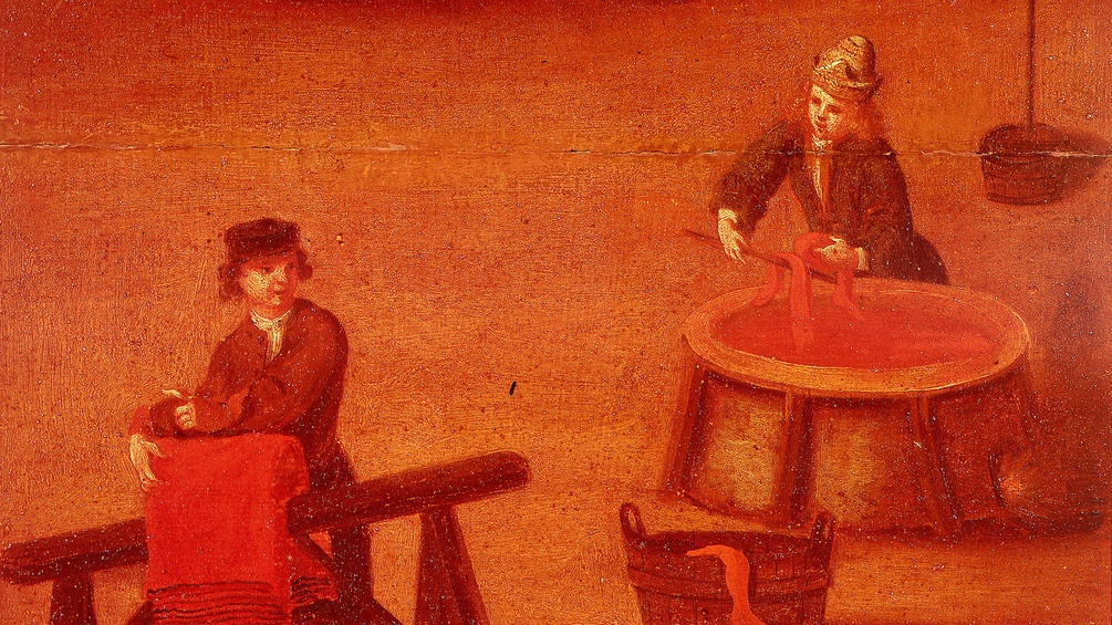 Stoff-Färberei aus dem 17. Jahrhundert