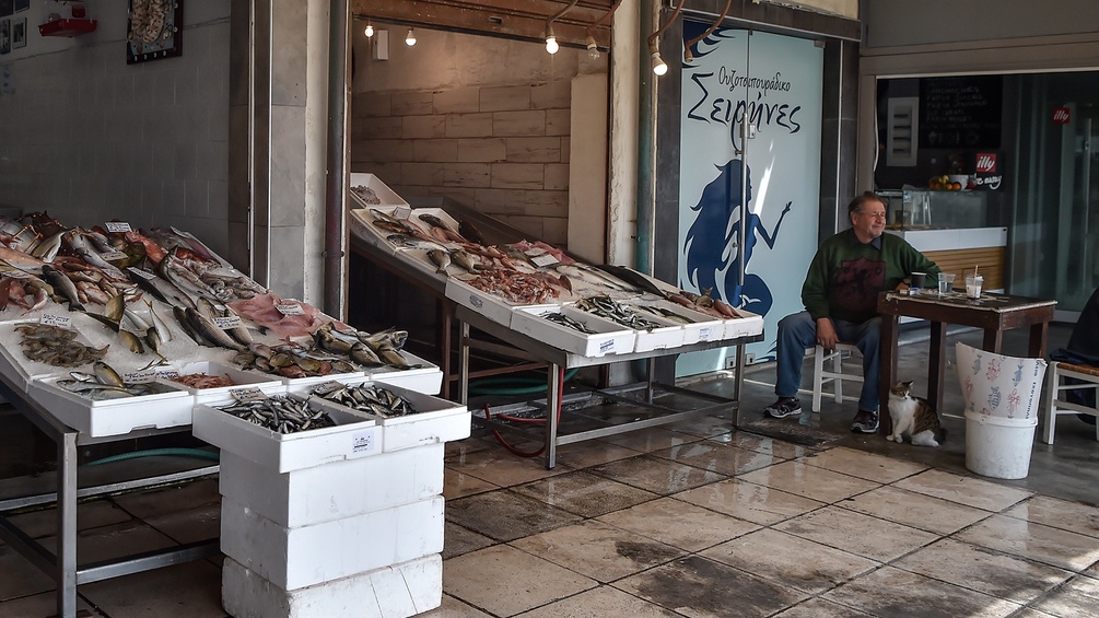 Fischverkäufer in Griechenland