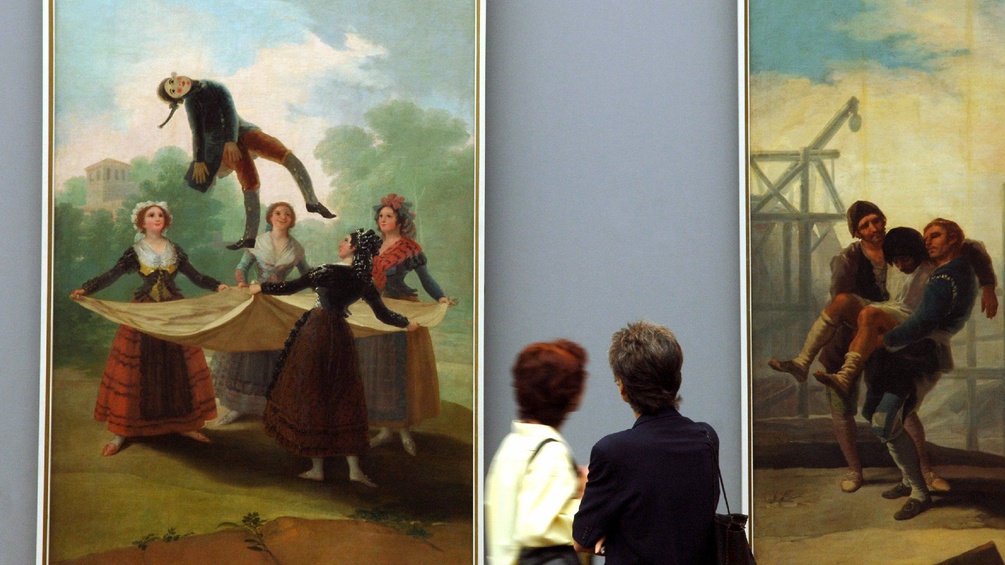 "El pelele" (links) und "El albanil herido" des spanischen Malers Goya.