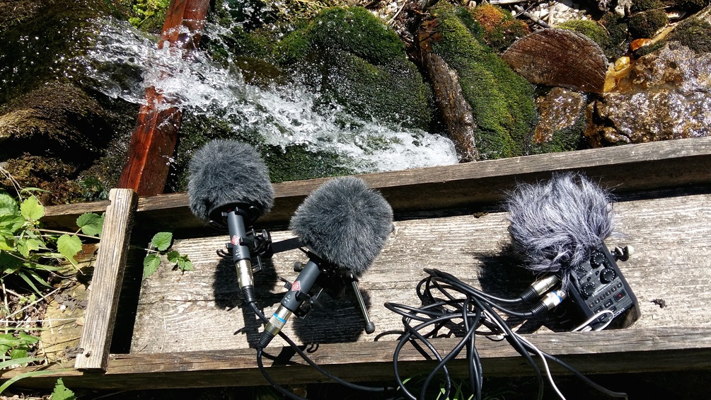 Mikrofone neben Gewässer