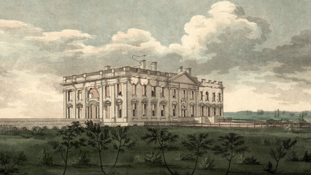 1812: Blick auf das ausgebrannte Weißes Haus (Ausschnitt)