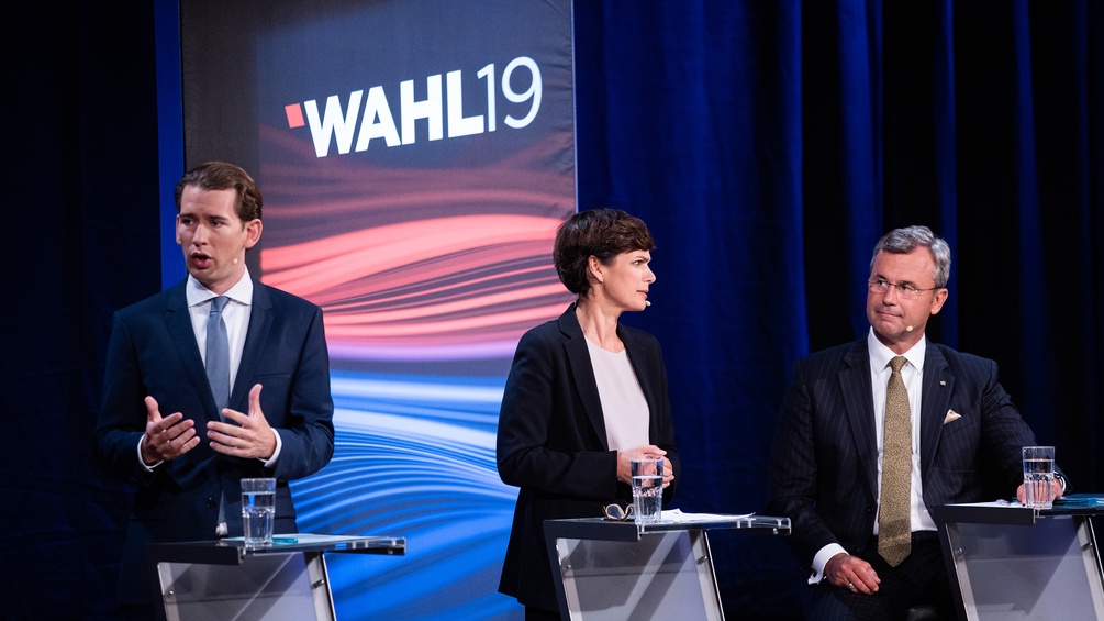 Sebastian Kurz (ÖVP), Pamela Rendi-Wagner (SPÖ) und Norbert Hofer (FPÖ)