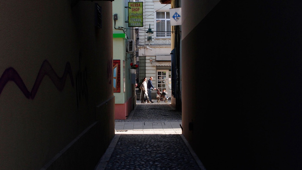 Eine Seitenstraße in Sarajevo