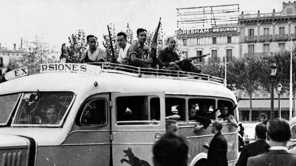 Bewaffnete Zivilisten in Barcelona, 1936