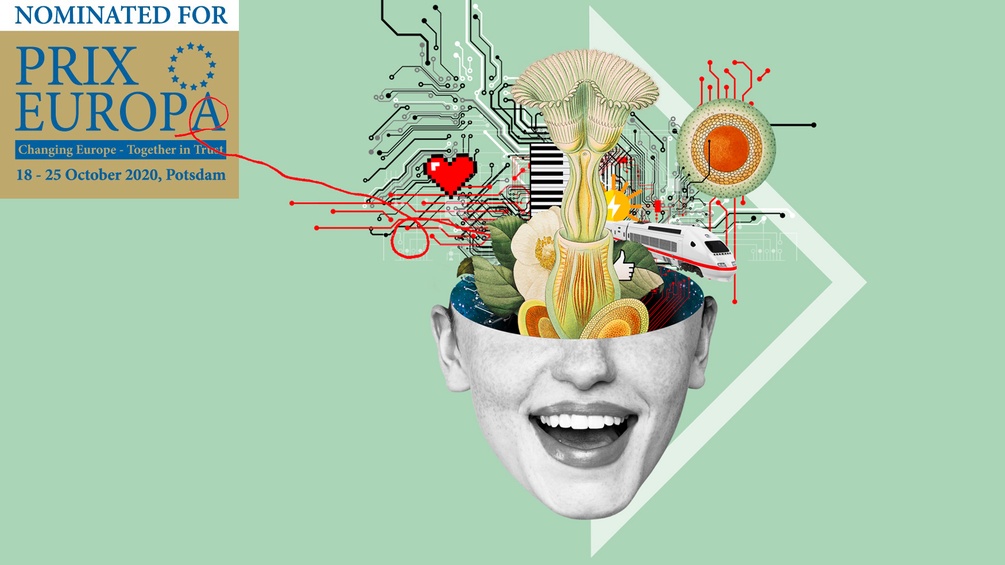 BÜRO BRAUNER Bildcollage mit Frauenporträt und Dreiecken