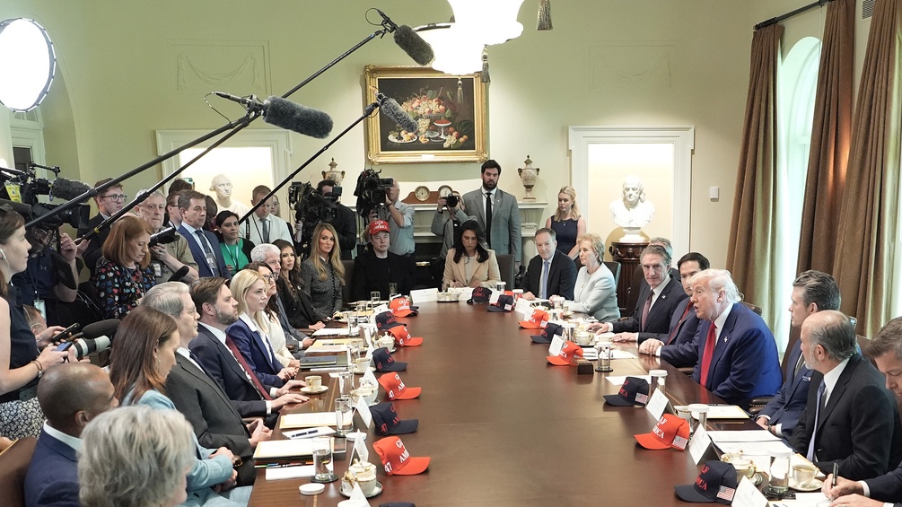 PICTUREDESK.COM/ZUMA/KEN CEDENO Donald Trump hält ein Kabinett-Treffen mit Presse und Elon Musk ab