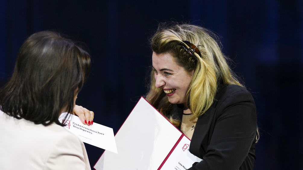 Lena-Marie Biertimpel anl. der Verleihung Österreichischer Buchpreis 2022.