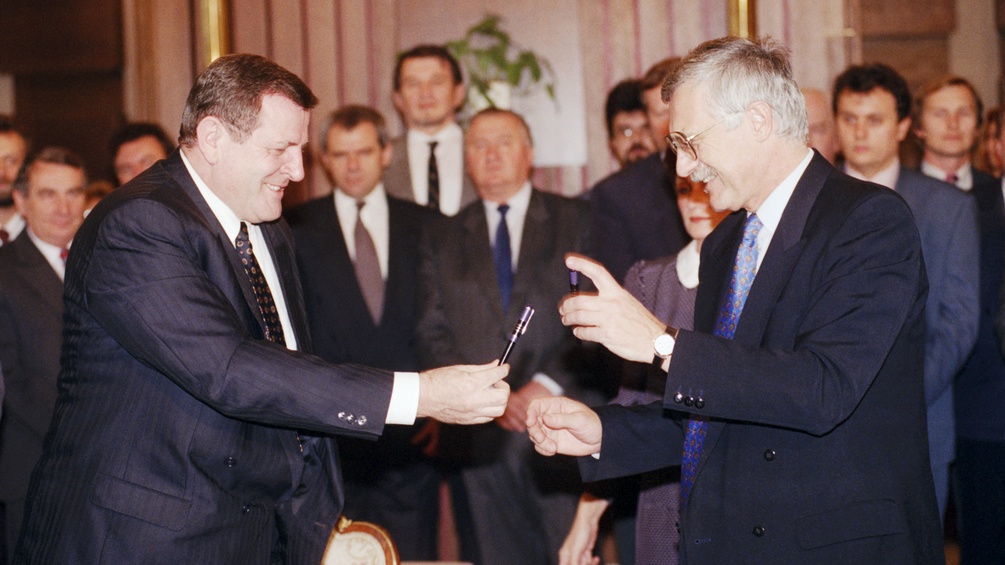Vladimir Meciar und Vaclav Klaus, Oktober 1992