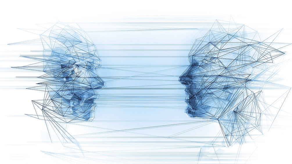 Grafik zweier zugegwandter Gesichter