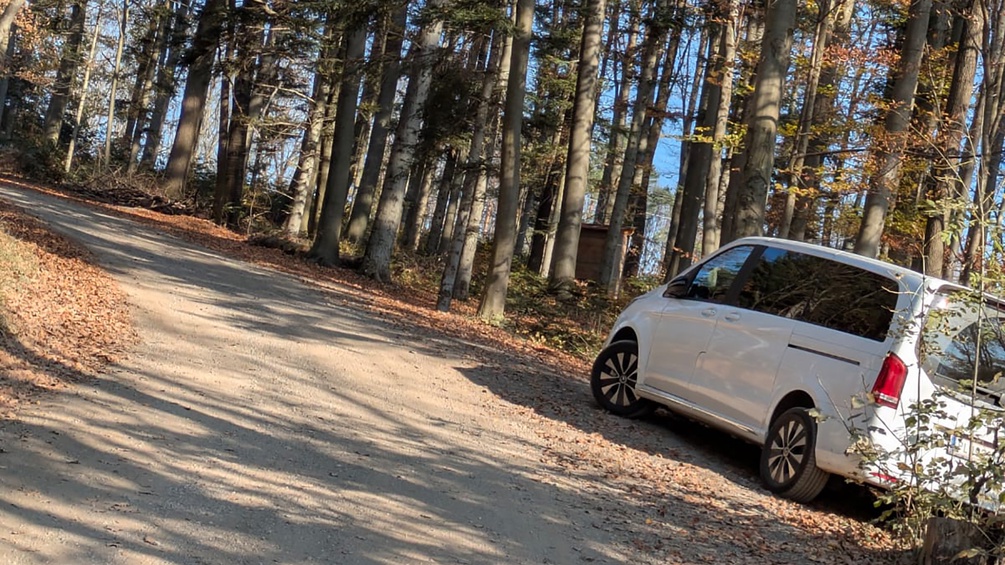 Auto am Rande eines Forstweges, Wienerwald