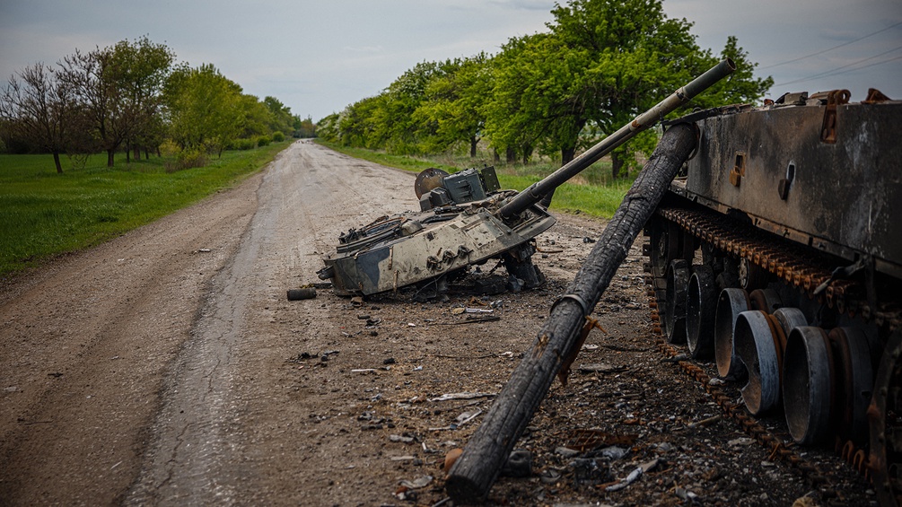 Russische Panzer in der Ukraine, in der nähe der Grenze zu Russland.