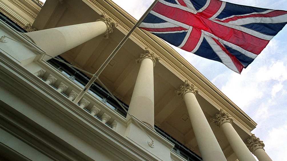 Die englische Flagge vor dem Covent Garden.