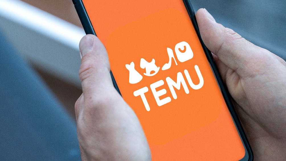 Temu-App auf einem Handydisplay