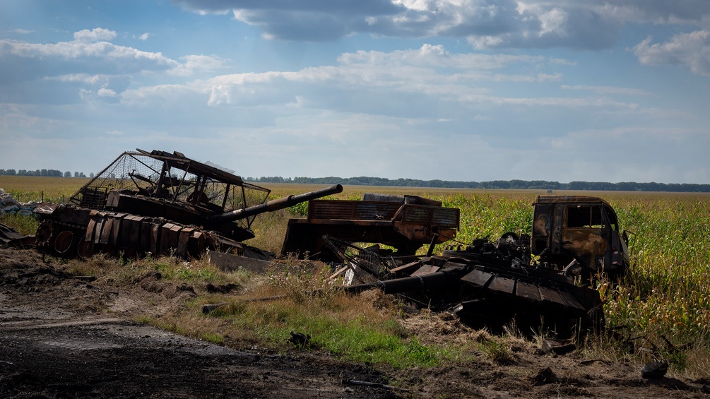 Zerstörte, russische Panzer in Kursk