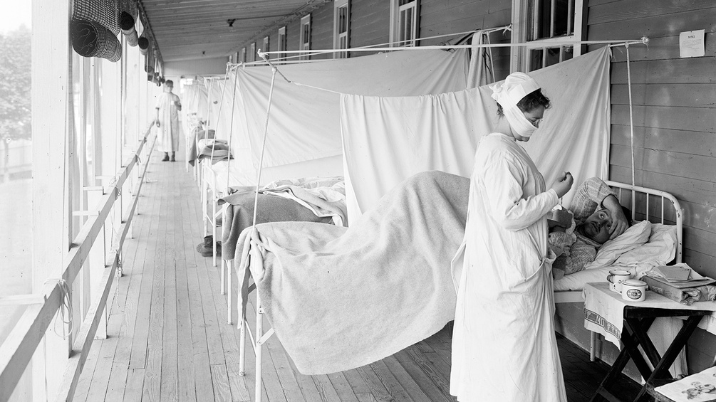 Lazarett, Spanische Grippe, um 1918