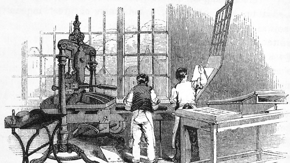 Zeichnung einer Hopkinson-Druckerpresse, die Erzherzog Maximilian verschenkt hat