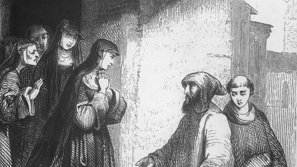 Abaelard und Heloise (Ausschnitt eines Holzstichs aus dem 19. Jahrhunderts)