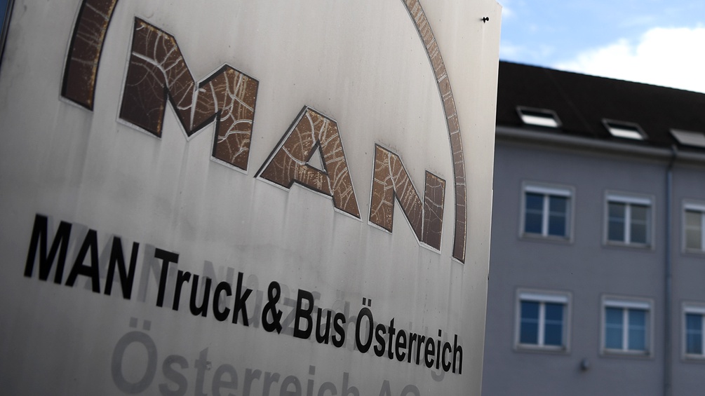 Außenaufnahme des Standortes des deutschen Lkw- und Bus-Herstellers MAN in Steyr.