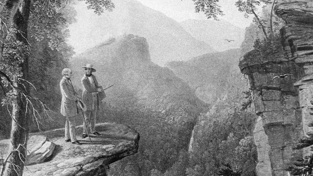 Das Gemälde zeigt zwei Männer in der Natur (Ausschnitt), Epoche der Romantik