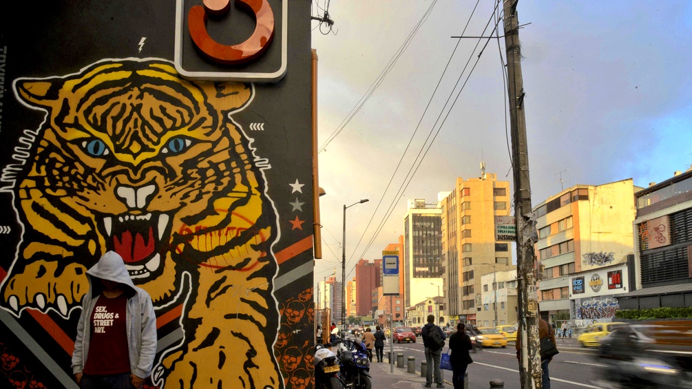Bild eines Tigers auf einer Hauswand
