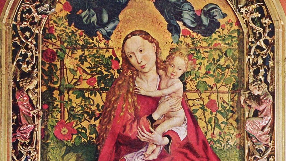 Maria im Rosenhag, Tempera auf Holz, gemalt 