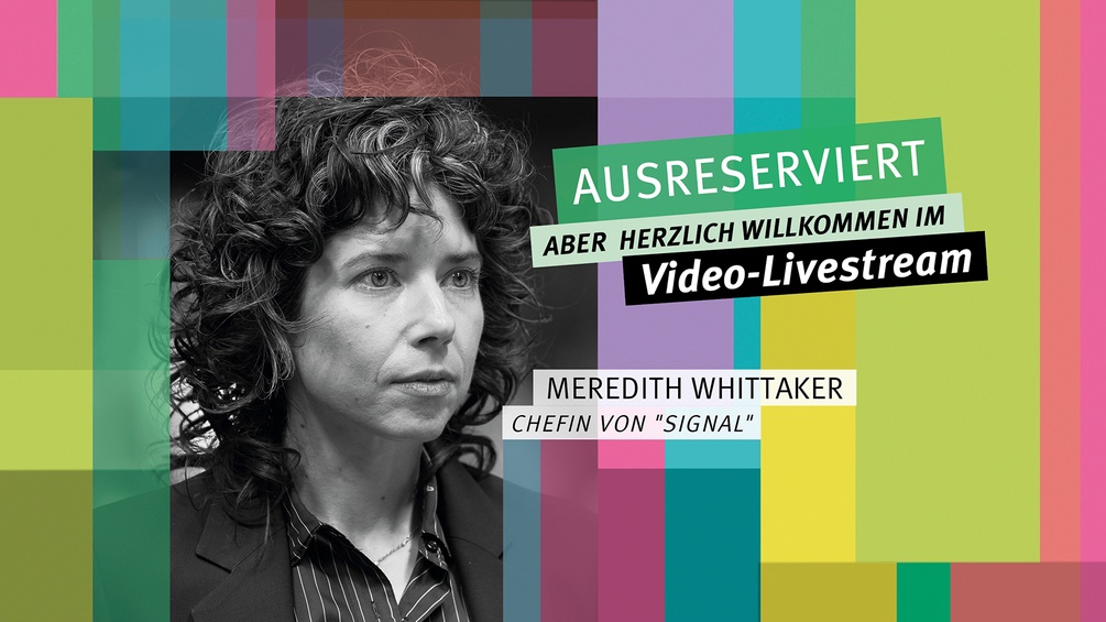 FOTO: MARTIN KRAFT / ARTWORK: SUSI VON HASEN Dialogforum: Meredith Whittaker