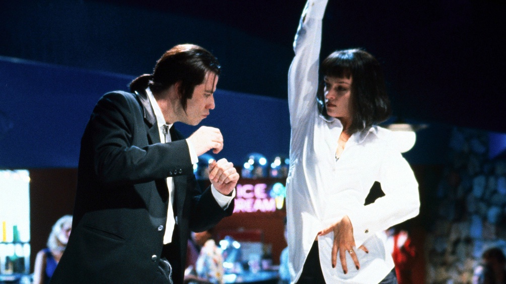 Pulp Fiction, Filmstill mit John Travolta und Uma Thurman 