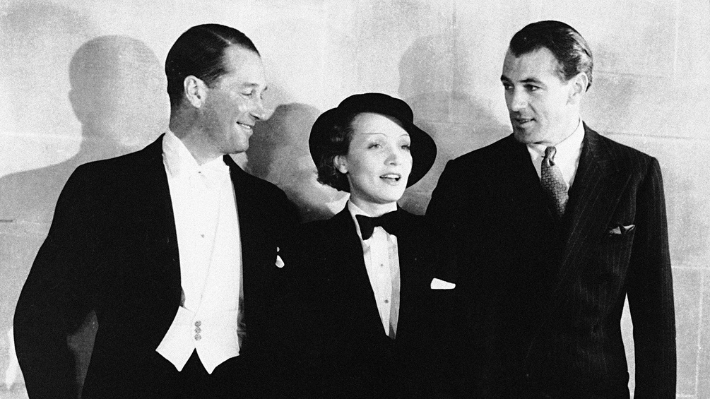 Maurice Chevalier, Marlene Dietrich und Gary Cooper