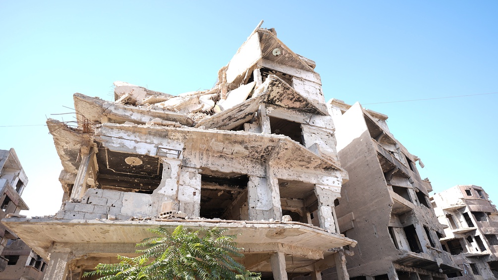 Zerbombtes Haus in Harasta, Syrien