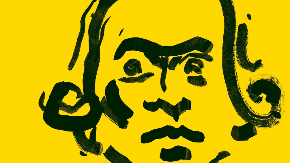 FRIEDENAUER PRESSE Illustration eines Mannes auf gelbem Hintergrund.