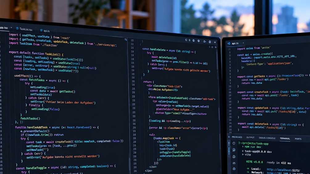 Bildschirm mit Programmiercode, KI-generiert