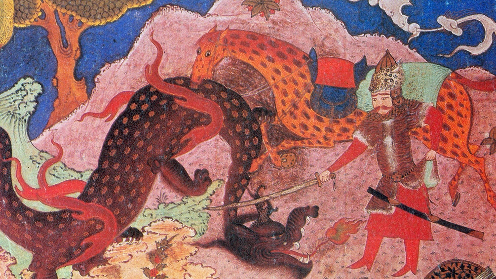 Rostam tötet den Drachen, "Rostam kills the dragon", Ausschnitt