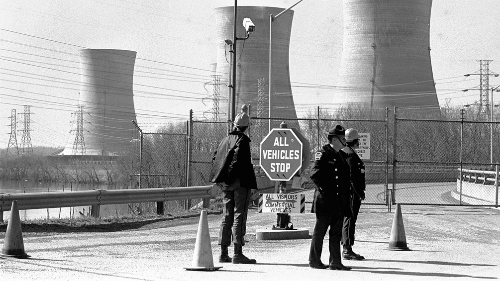 Polizei vor dem Atomkraftwerk in Harrisburg, Pennsylvania