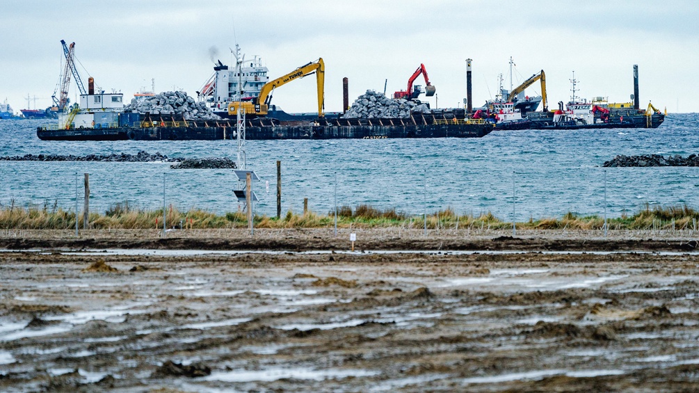 Die Verlegung des Untergrunds im Meer für den Fehmarngürtel.
